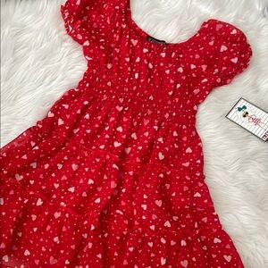 Trixxi Red and White Smocked Sundress with Puff Cap Sleeves